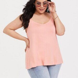 Torrid Plus Size Peach V-Neck Lace Trim Cami Rayon Spandex Tank Top Size 1X